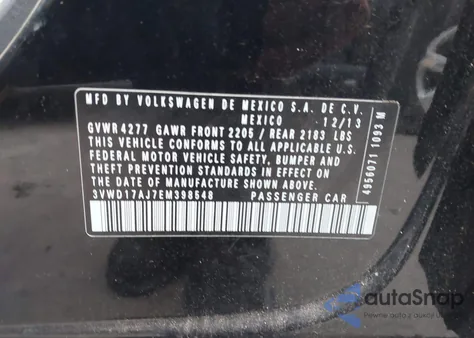 2014 Volkswagen Jetta 1.8T Se from USA, damaged, VIN 3VWD17AJ7EM398548